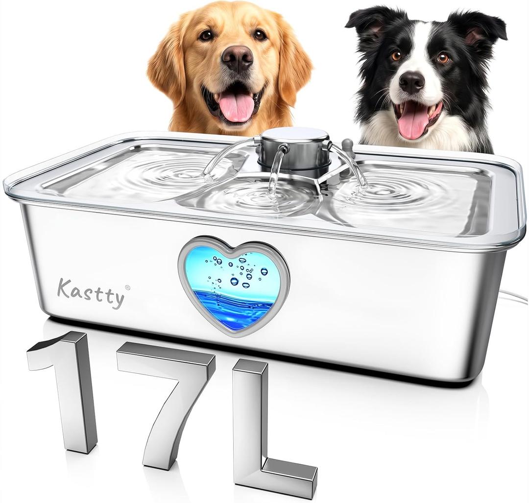 Kastty 4.5Gal/17L Stainless Steel Dog Water Fountain for Pets, Inside, FS87