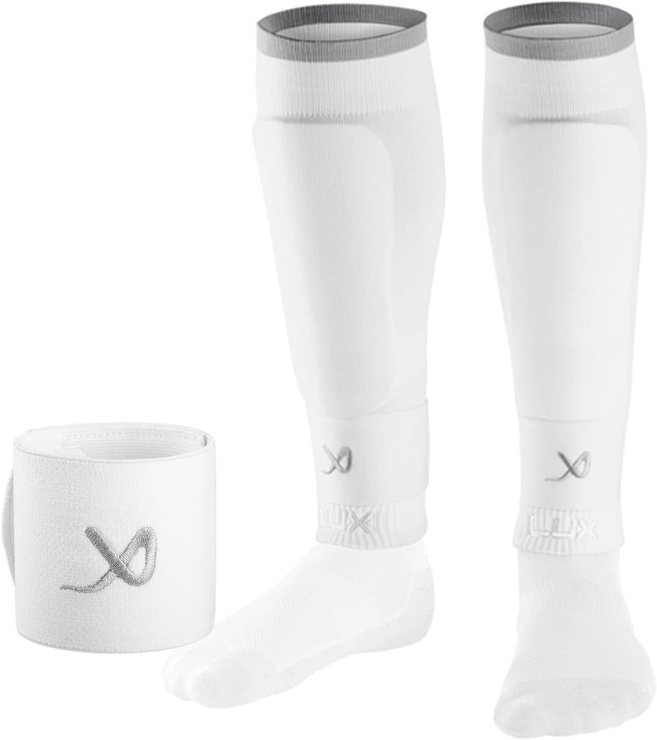LUX Soccer Sleeves w/FREE Guard Stays for Men/Boys/Youth Compatible w/Soccer Grip Sock (Medium)