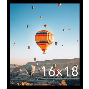 JCJMY 16x18 Picture Frame Black for Poster Photo Picture, Horizontal and Vertical Formats for Wall Hanging, 16 x 18 Wall Gallery Poster Photo Frame for 16 by 18 Photos Posters, Black