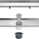 Neodrain 18-Inch Linear Shower Drain- with 2-in-1 Flat & Tile Insert Cover, Brushed 304 Stainless Steel Rectangle Shower Floor Drain,Floor Shower Drain
