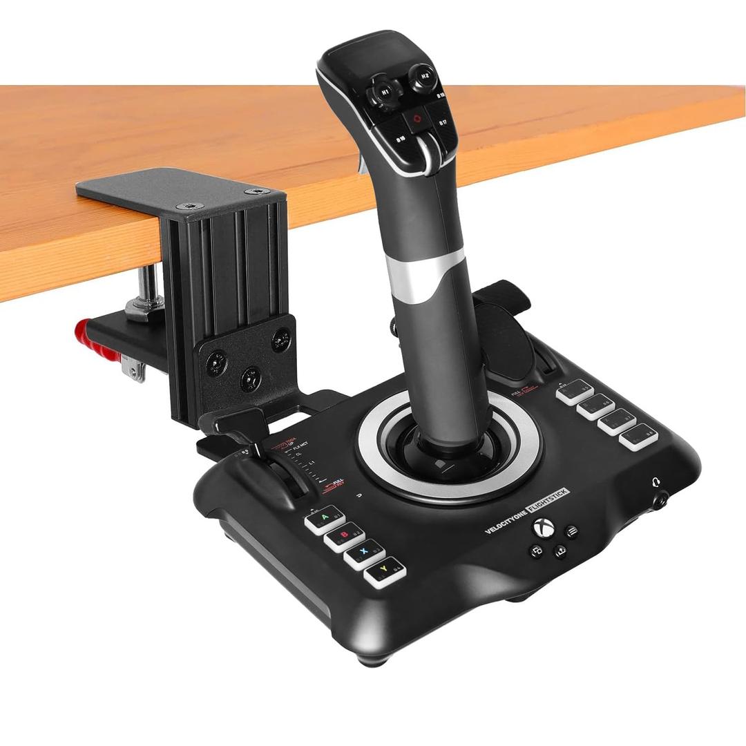 HTLAKIKJ Desk Mount for Flight Sim Joystick-Compatible with Logitech G Extreme 3D Pro Joystick and Turtle Beach VelocityOne Flightstick for Xbox and Windows Enduring Metal Holder (No Joystick)