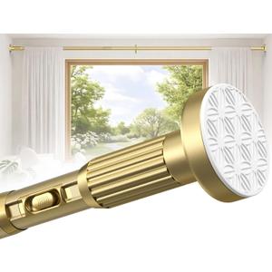 Tension Curtain Rod 42-144 Inches, No Drill Adjustable Spring Tension Rod, Push Button to Lengthen & Release to Lock, Heavy Duty Rust-Resistant for Window Living Room Closet Outdoor, Gold
