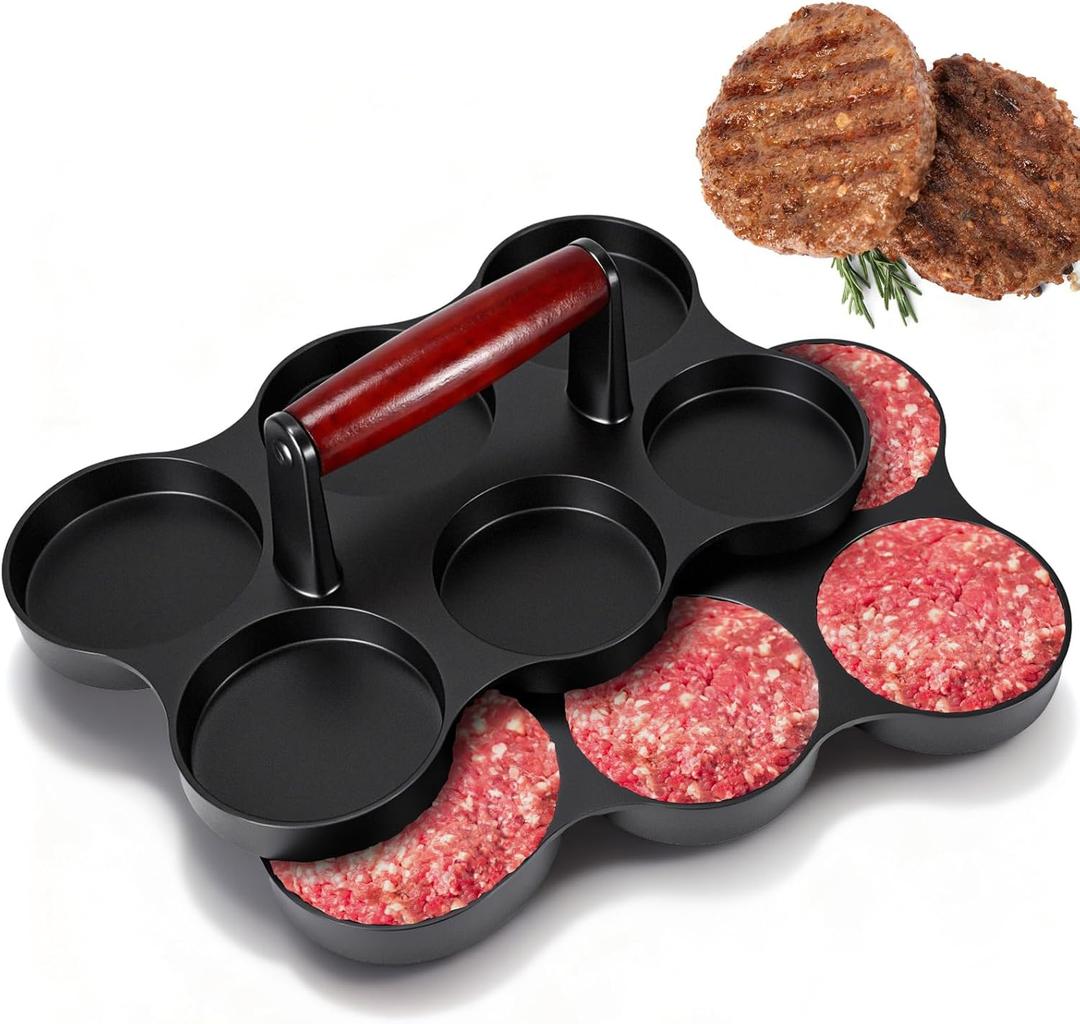 Teenyyou Mini Burger Press (Six 2.64-inch Molds) Small Meat Patty Maker Round Shape Press Patty Maker for Mini Hamburger, Barbecue, Picnic, Camping, Etc, Black