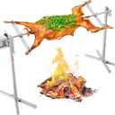 VEVOR Electric BBQ Rotisserie Grill Kit, 56 Inch 130 lbs Capacity, Automatic 52W Motor Height Adjustable Universal Roaster Stand, Stainless Steel Grilling Kit, Spit Rod with Heat Shield for Pig Lamb