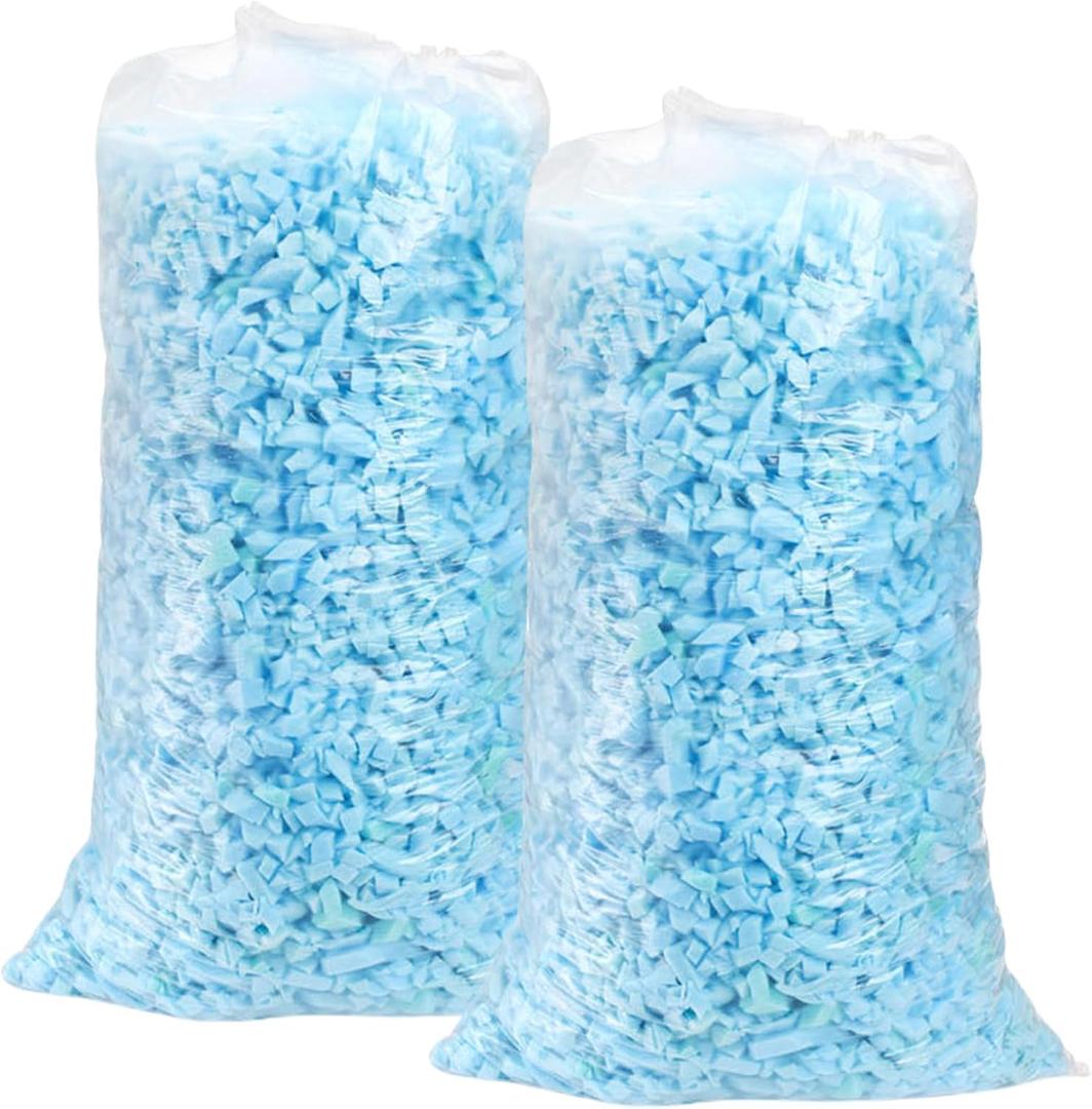 Hiceeden 10 LBS Bean Bag Filler, Shredded Memory Foam Filling with Gel, Soft and Comfortable Pouf Pillow Foam Stuffing for Ottoman, Cushion, Dog Bed, Couch, Blue