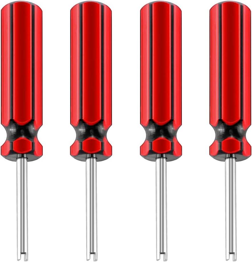 lasenersm 4 Pieces Valve Core Remover Valve Remover Core Tool Valve Core Removal Tool Single Head Valve Remover Installer Repair Tool Tire Valve Stem Core Remover with Plastic Handle, Multicolor