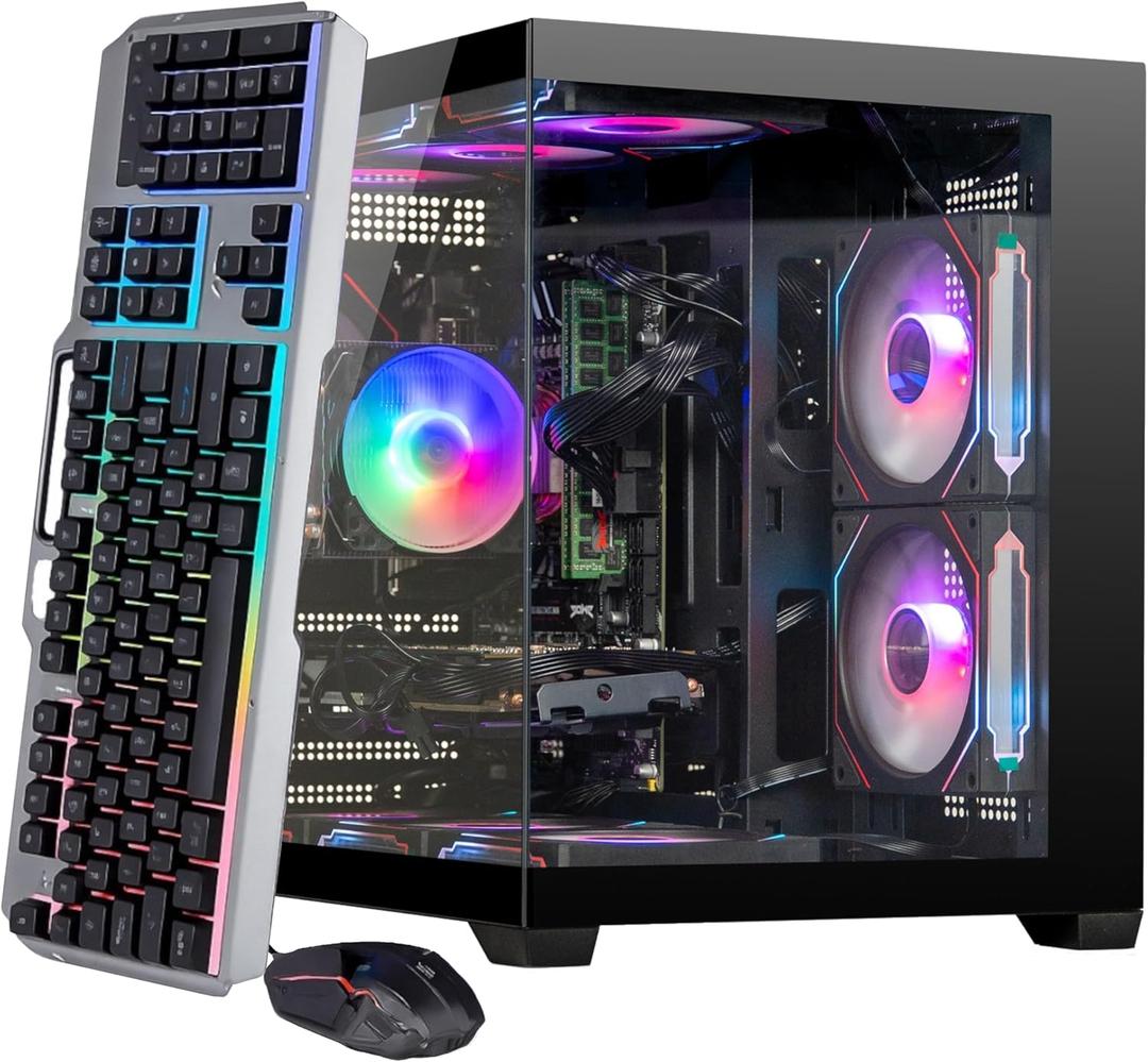 Gaming PC Desktop i7 Xeon E5 3.20GHz, GTX 1080TI 11GB, 32GB DDR4 RAM, 512GB SSD + 1TB HDD, Wi-Fi 6 & Bluetooth 5.4, 9 ARGB Cooling Fans, Win11, 650W PSU, High-Performance Gaming & Streaming Tower