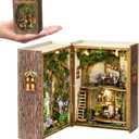 Mini 3D Wooden Doll House Craft Model with LED,DIY Miniature and Furniture Dollhouse Kit,Creative Room Idea for Valentine's Day Birthday Gift (Forest Wonderland)