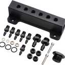 6 Port Vacuum Block Intake Manifold Kit Fuel Wastegate Turbo Boost 1/8NPT Compatible with Boost Controllers and Meters,for Racing