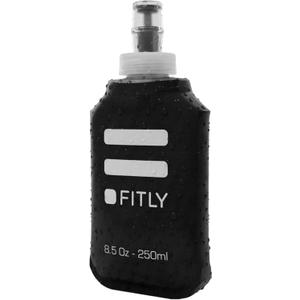 FITLY Soft Flask - Shrink As You Drink Soft Water Bottle for Hydration Pack - Folding Water Bottle Ideal for Running, Hiking, Cycling, Climbing & Rigorous Activity (8.5 Ounces, Black)