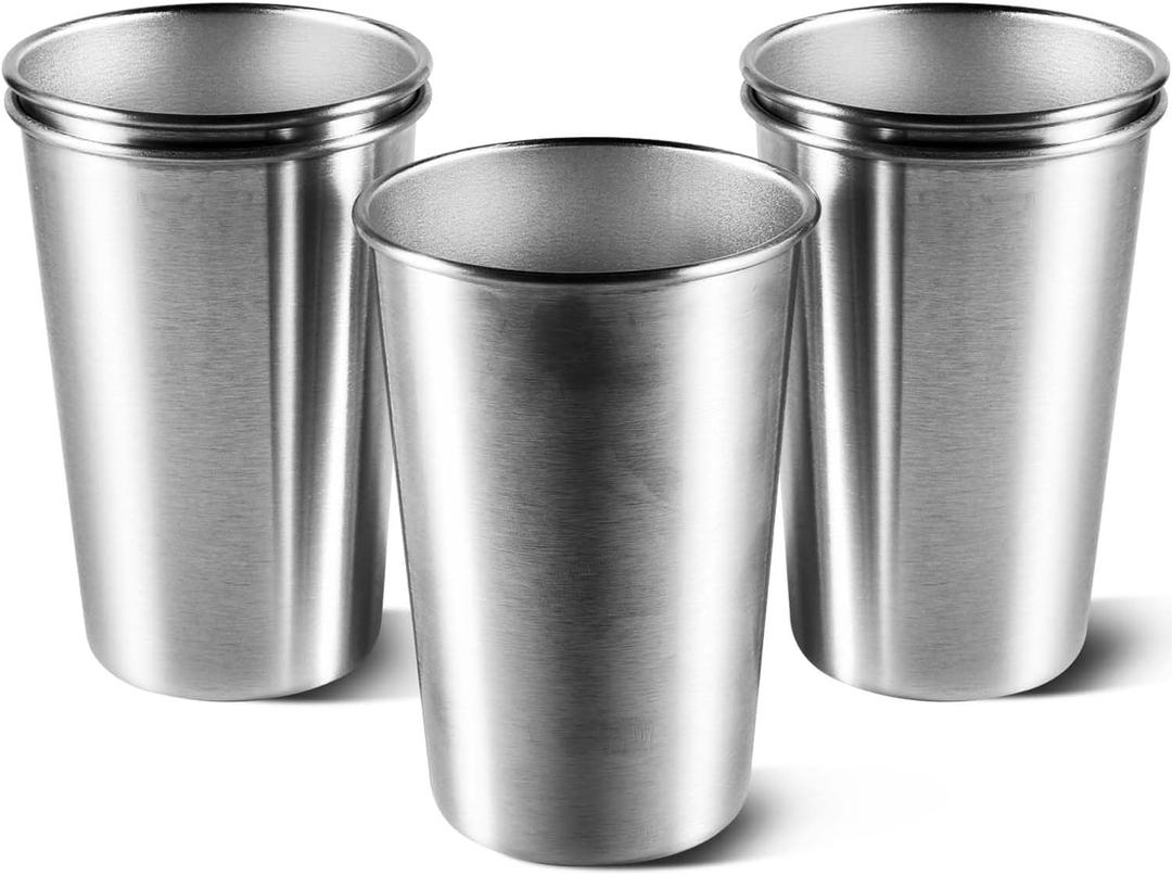 5 Pack 16 Ounce Stainless Steel Pint Cups Shatterproof Cup Tumblers Unbreakable Metal Drinking Glasses for Bar, Home, Restaurant