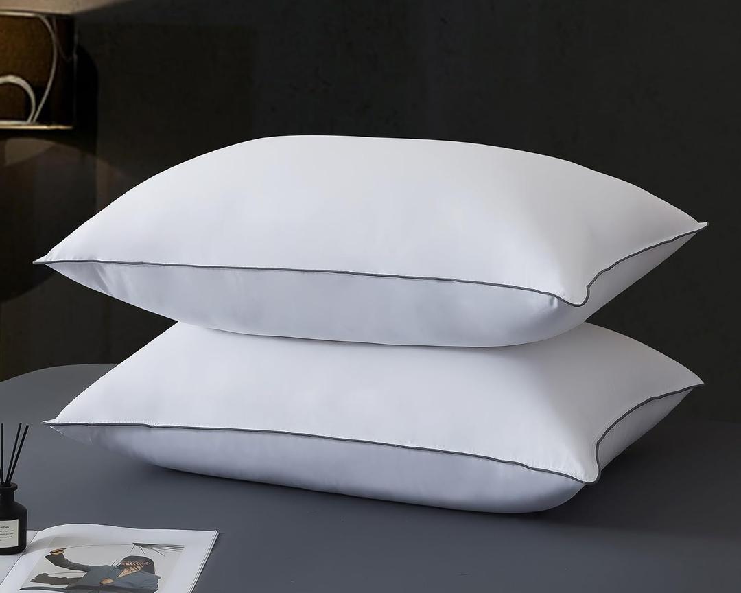 WhatsBedding Goose Down Pillows Queen Size Set of 2, Luxury Hotel Bed Pillows for Deep Sleep, Fluffy Soft Feather Down Pillow for Back, Stomach or Side Sleepers, 20" x 30"