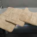HOMEIDEAS Upgraded Bathroom Rugs Set 3 Piece, Extra Thick Absorbent Soft Memory Foam, Washable Toilet Bath Mat (Beige,17"x24"+20"x32"+U Shape 20"x24")