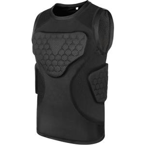 Youth Padded Football Shirt, Heart Sternum Rib Chest Protectors, Padded Compression Undershirt for Sports Football Softball Baseball Lacrosse Rugby (Medium)