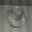 Men & Women Cowboy Hat Western Style Glitter Cosplay Party Costume Hats (Medium, Silver)