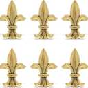 Gold Napkin Rings Set of 6 - Elegant Metal Gold Napkin Holder Ring Bands, Fancy Table Centerpiece Napkin Rings for Holiday Family Dinner, Birthday Party, Wedding Decorations - Fleur de Lis