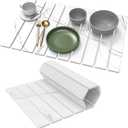 Stone Dish Drying Mat for Kitchen Counter - 24" L16" W Large Foldable Marbled Collapsible Quick Drying Dish Mats, Ultra Absorbent Diatomaceous Earth Mats for Kitchen Dishes Bottles Cups Bathroom