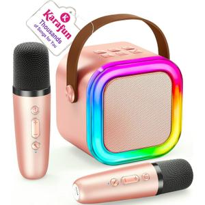 Mini Karaoke Machine for Kids, 2026 TOP Toys Birthday Gifts Ideas for Girls Ages 4, 5, 6, 7, 8, 9, 10, 12+ Years Old, Portable MP3 Player with 2 Wireless Mics for Family Home Party