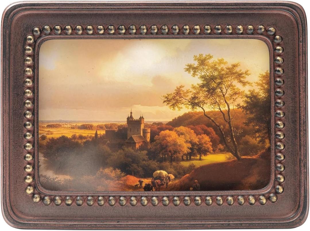 Small Frame 4x6 - Vintage Picture Frames 4x6, Horizontal Antique Ornate Frame 4 X 6, Frames 4 by 6 With Glass Front For Tabletop And Wall Hanging, Antique Wall Decor (Brown)
