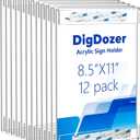 12 Pcs Acrylic Sign Holder 8.5 x 11, Vertical Wall Mount Sign Holders with Adhesive, Clear Plastic Frames Paper Display Sign Holders for Office, Home, Store, Restaurant - No Drilling (8.5x11inch-12pcs)