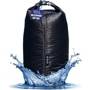 Side by Side Dry Bag 10 Liter Ultralight Waterproof  Lightweight Compression Sack for Kayaking, Hiking, Beach & Travel  CORDURA Fabric Stuff Sack for Wet Clothes, Gym Gear, Marine & Outdoor Use