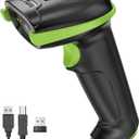 Tera Barcode Scanner Wireless Versatile 2in1 (2.4Ghz Wireless+USB 2.0 Wired) with Battery Level Indicator 328 Feet Transmission Distance Rechargeable 1D Laser Bar Code Reader USB Handheld (Green)