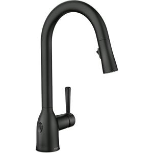 Moen Adler Matte Black Motionsense Wave Sensor Touchless One Handle Pulldown Kitchen Faucet Featuring Power Clean, 87233EWBL