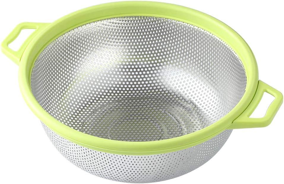 Stainless Steel Colander With Handle and Legs, Large Metal Green Strainer for Pasta, Spaghetti, Berry, Veggies, Fruits, Noodles, Salads, 5-quart 10.5 Kitchen Mesh Colander, Dishwasher Safe