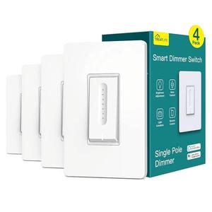TREATLIFE Smart Dimmer Switch 4 Pack, Single Pole Smart Switch Works with Alexa and Google Home, Neutral Wire Required, 2.4GHz WiFi Dimmer Light Switch for LED, CFL, Incandescent Bulbs