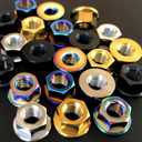 RISON Titanium Flange Nut M10x1.5mm Titanium Sprocket Nut Gold 6AL4V Nut for Motorcycle 5PCS