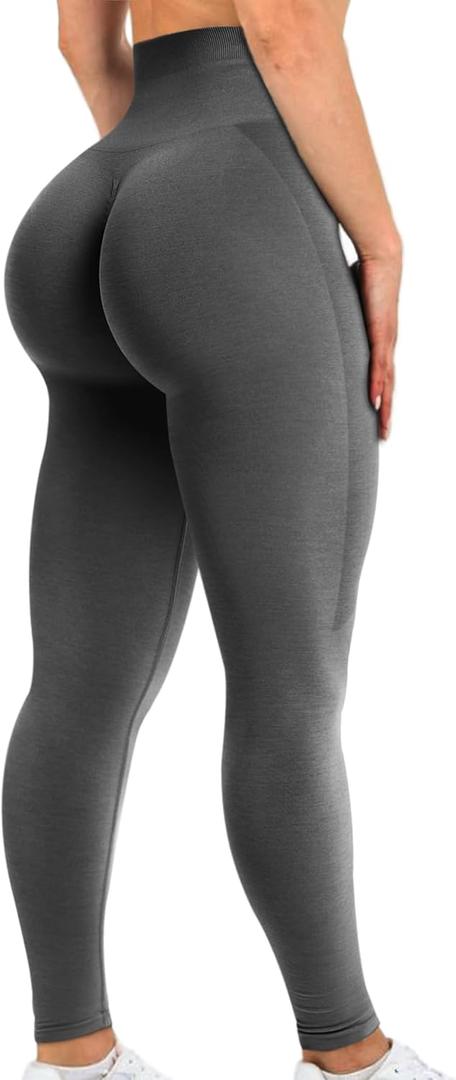 ASAGI Scrunch Butt Lifting Workout Leggings for Women High Waist Yoga Pants Amplify Gym Seamless Booty Tights (Small, 1#-Gray)