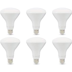 Amazon Basics BR30 LED Light Bulbs, Energy Efficient, Dimmable, E26 Standard Base, 65 Watt Equivalent, 11W, 10,000 Hour Lifetime, Soft White 2700K, 6-Pack of Bulbs