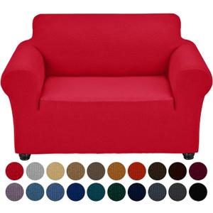 Joccun Stretch Chair Couch Cover,1-Piece Sofa Slipcover Spandex Jacquard Fabric Sofa Covers with Elastic Bottom,Washable Furniture Protector for Dogs,Cats,Kids(Armchair,Ruby) (Small35" - 55")
