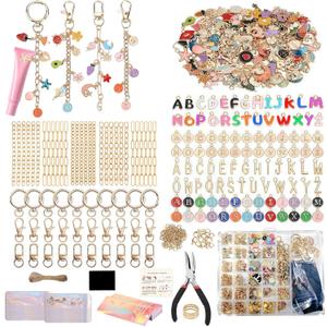 Lemosyu 563Pcs Lip Gloss Keychain Making Kit,DIY Craft Bag Charm Kit with Charms,Key Chains,Key Chain Hooks,Jump Rings,Lobster Claw Clasps,Gift Bags&Tools,Jewelry Making Supplies for Valentines Gifts