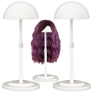 Wig Stand 2PCS White Adjustable Height Plastic Wig Head Stand Portable Wig Holder Stands Non-Slip Wig Head Holders Sturdy for Multiple Wigs and Hats Styling Drying Display