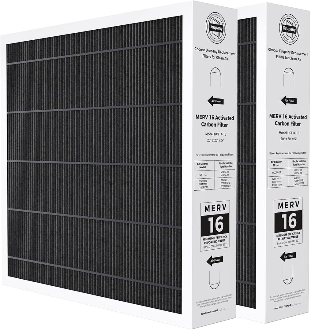 2 Pack X7935 20x20x5 MERV 16 Air Filter Compatible with Lennox X7935 Healthy Climate Carbon Clean HCC14-23 Air Cleaner, MERV 16 Furnace Filter for HVAC System,for Honeywell Models FC100A101&FC200E1011