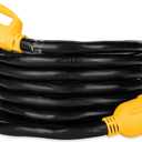 Camco Power Grip 25-Ft 50 Amp RV Extension Cord - Rated for 125/250 V/12,500 W - Features Copper 6/3 + 8/1-Gauge Wires for Superior Conductivity & Coated w/Heat-Resilient PVC (55542)