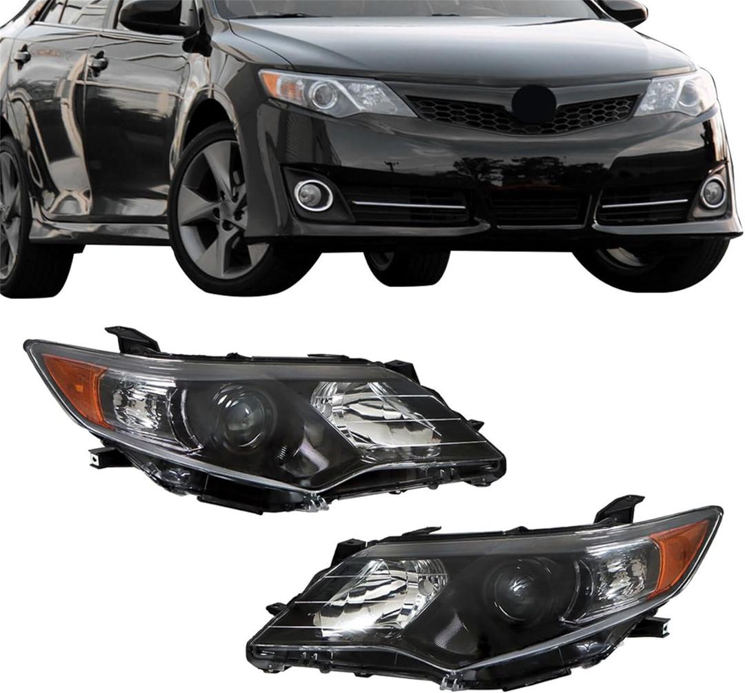 Headlights Front Head Lamps Replacement for Toyota Camry (SE Style) 2012-2014 Projector Headlights Pair Left and Right Side (Passenger Driver Side)