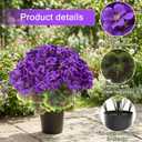 lovemoon 2Set Geranium Potted Artificial Flowers,Fake Geranium Plants for Outdoor Home Dcor Office Tables Porch Garden Decor (2, Purple)