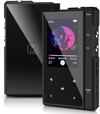 32GB MP3 Player with 90 Hours Long Battery Life,Bluetooth 5.0,Phinistec Z6 Digital Audio Player with Loud Speaker, 2.4'' IPS Portable Music Player,FM Radio,Voice Recorder Support up to 256GB(Black)