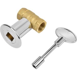Skyflame 1/2 Inch Straight Gas Key Valve Kit for Fire Pit Fireplace with Flange and 3 Inches Key, Chromed