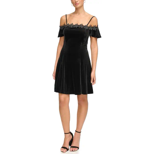 Kensie Women's Velvet Off The Shoulder Fit & Flare Mini Dress, Size 12