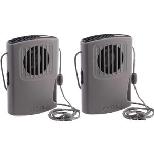 O2COOL Multi-Pack Misting Neck Personal Travel Battery Powered Deluxe Cooling Fan, 2pk (Gray)