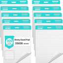 Lined Sticky Easel Pad, 25 * 30 inch,Self-Stick Flip Chart Paper, Super Adhesive & Bleed-Resistant,Micro-Perforated Tear,Classroom Teacher Office Presentation Pads,10 Pads/Pack,300 Sheets