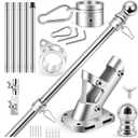 Flag Pole Kit for Outside House, 6 FT Stainless Steel, All Alloy Construction, Equipped with Aluminum Alloy 360 Rotating Anti-Wrap Rings, Fits 2x3 3x5 4x6 FT Flag,Porch,Outdoor