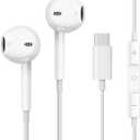 Wired Earbuds USB C Headphones for iPhone 17 16 15, Ear Buds with Microphone[ Clear Calls ] HiFi Volume Contorl Ear Buds for iPhone/Galsxy/iOS/Android/Switch/iPad/Kindle, for School Travel 2 Pack (White)