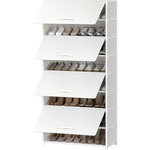 Shoe Rack, 9 Tier Shoe Storage Cabinet with Door 36 Pair Plastic Shoe Shelves Organizer for Closet, Entryway, Hallway, Bedroom, White