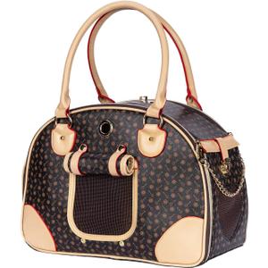 Adriene's Choice Luxury Pet Carrier, Puppy Small Dog Carrier, Cat Carrier Bag, Waterproof Premium PU Leather Carrying Handbag for Outdoor Travel Walking Hiking Shopping (Coffee)