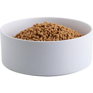 White 8 in Dog Bowl Ceramic for Medium Sized Breed,Retrievers,7.6 Cups Non Slip Heavy Weighted Dog Food Water Dish,Modern Big Pet Bowl Large