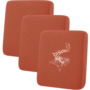 hyha Waterproof Couch Cushion Covers for Pets, Non Slip Sofa Seat Cover for Dogs Washable, Soft Thick Stretch Jacquard Fabric, Sofa Slipcovers with Elastic Bottom (3 Pieces, Rust)